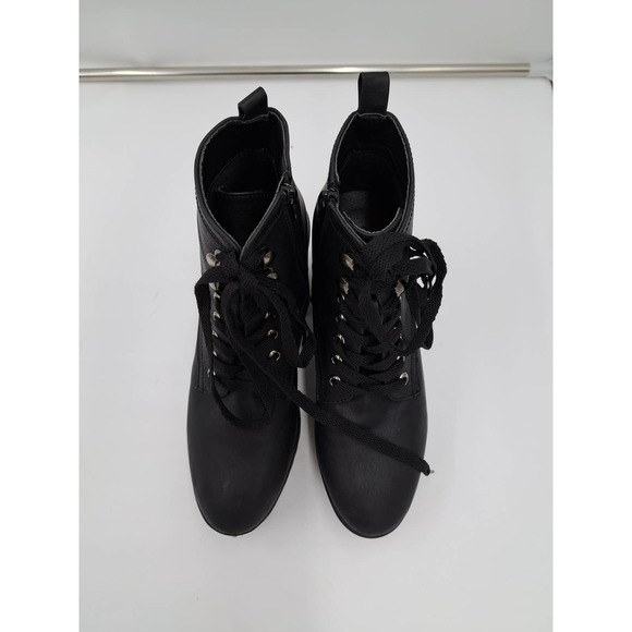 Seven7 Flatiron platform ankle inside zippers lace up ridged lug sole boot 9 - Picture 6 of 8